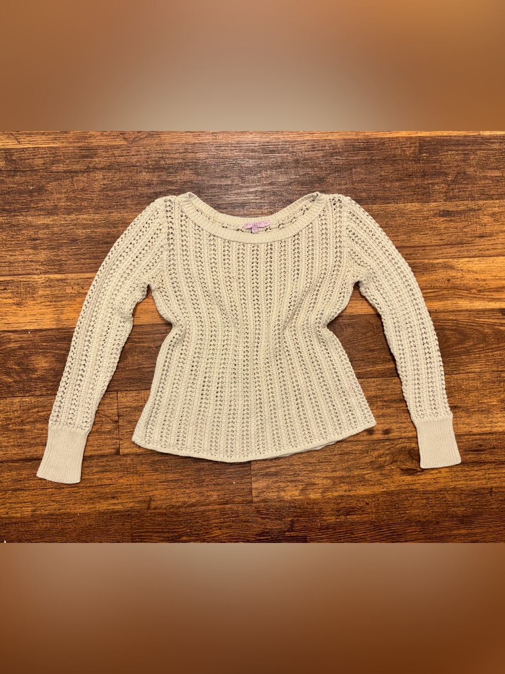 Calypso St. Barth Cream Open-Weave Scoop Neck Sweater